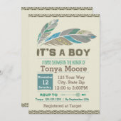 フェザー部族のベビーシャワー招待状(少年) 招待状 (正面/裏面)