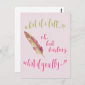 フェザー – もし何秋?-感動的引用文 ポストカード (正面/裏面)