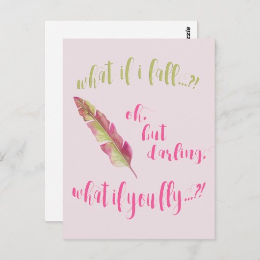 フェザー – もし何秋?-感動的引用文 ポストカード (正面/裏面)