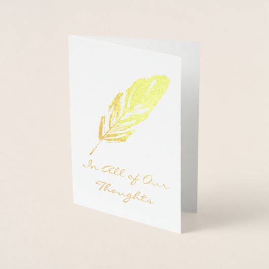 フェザーQuillモチーフ – すべての思考または独自の文字 箔カード (正面)