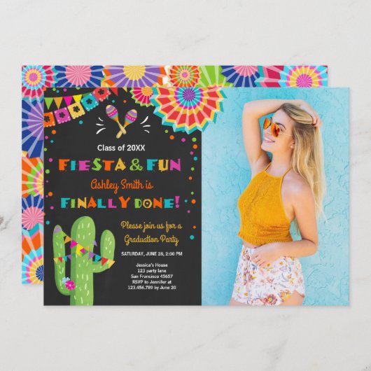 フェスタおよびおもしろいの卒業の招待状によってはメキシコ人がパーティを楽しみます 招待状 (正面/裏面)