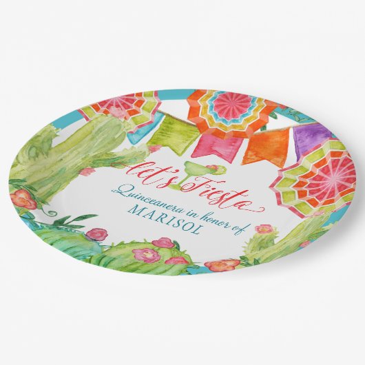 フェスタのサボテンのキンセアニェラの第15誕生会を許可します ペーパープレート (アングル)