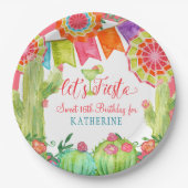 フェスタのサボテンのピンクの菓子の第16誕生会 ペーパープレート (正面)