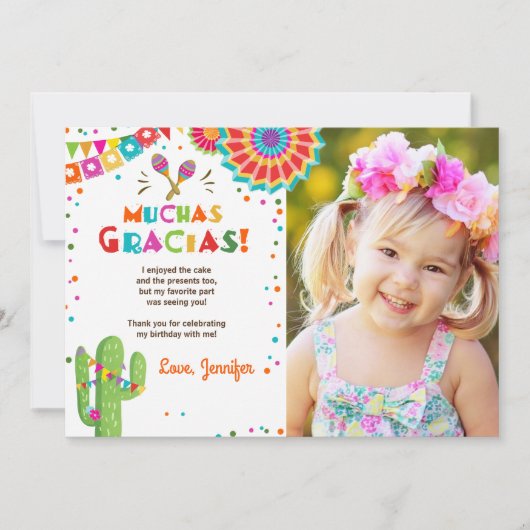 フェスタのサボテンのメキシコNacho平均Muchas Gracias 招待状 (正面)