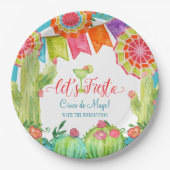 フェスタのサボテン青いCinco deメーヨーマルガリータを許可します ペーパープレート (正面)