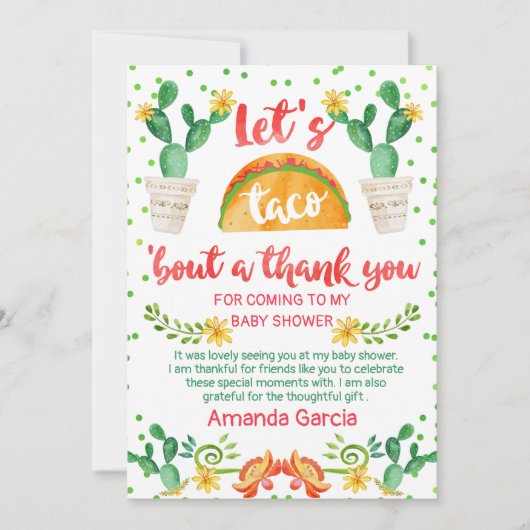 フェスタのタコスの一続きベビーのサンキューカード 招待状 (正面)