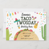 フェスタのタコスのTwosdayのサボテンの女の子の第2誕生会 招待状 (正面)