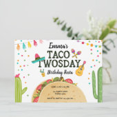 フェスタのタコスのTwosdayのサボテンの女の子の第2誕生会 招待状 (スタンド正面)