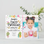 フェスタのタコスのTwosdayのサボテンの女の子の第2誕生会 招待状 (スタンド正面)