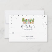 フェスタのパステル調のサボテンのブライダルシャワーRSVPカード 出欠カード (正面)