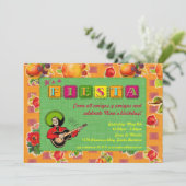 フェスタのパーティの招待状-マリアッチはオレンジに人を配置します 招待状 (スタンド正面)