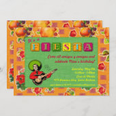 フェスタのパーティの招待状-マリアッチはオレンジに人を配置します 招待状 (正面/裏面)