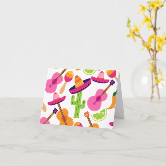 フェスタのパーティーのソンブレロのサボテンはコショウMaracasを石灰で消毒します カード (黄色い花)