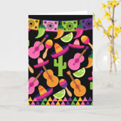 フェスタのパーティーのソンブレロのサボテンはコショウMaracasを石灰で消毒します カード (黄色い花)