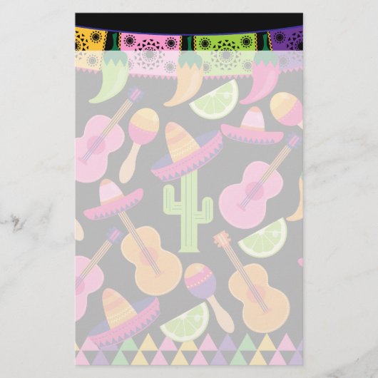 フェスタのパーティーのソンブレロのサボテンはコショウMaracasを石灰で消毒します 便箋 (正面)