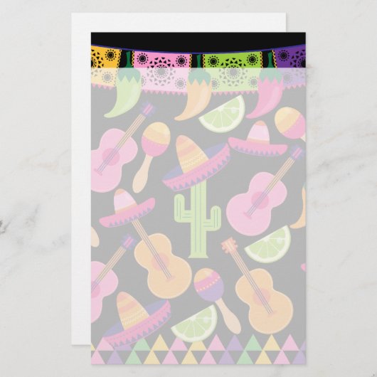 フェスタのパーティーのソンブレロのサボテンはコショウMaracasを石灰で消毒します 便箋 (正面/裏面)