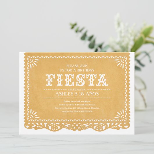 フェスタのパーティーのPapel Picadoの招待状 招待状 (スタンド正面)