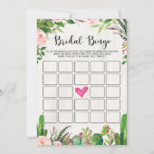 フェスタのブライダルシャワーのゲームのサボテンのピンクの花柄カード 招待状 (正面)