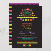 フェスタのベビーシャワーのメキシコ女の子の男の子の花の招待 招待状 (正面/裏面)