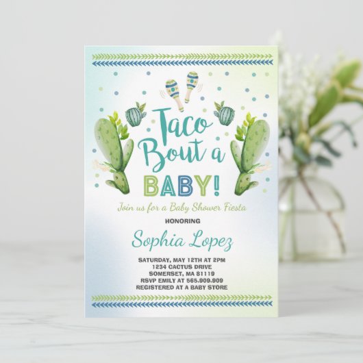 フェスタのベビーシャワーの招待状のタコスの一続きベビー 招待状 (スタンド正面)