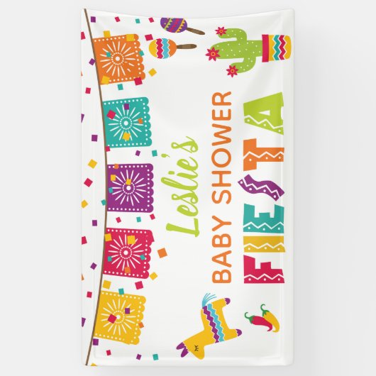 フェスタのベビーシャワーの旗-白い背景 横断幕 (縦)