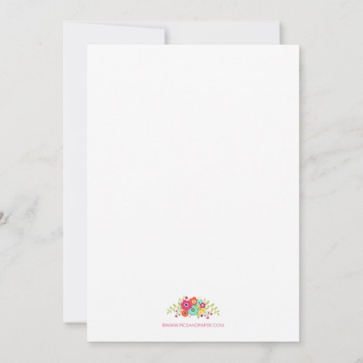 フェスタのベビーシャワーInvitation~ Piñataおよび花 招待状 (裏面)