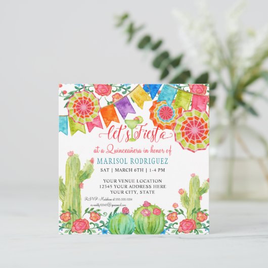 フェスタのマルガリータのサボテンのキンセアニェラのペーパーファン 招待状 (スタンド正面)