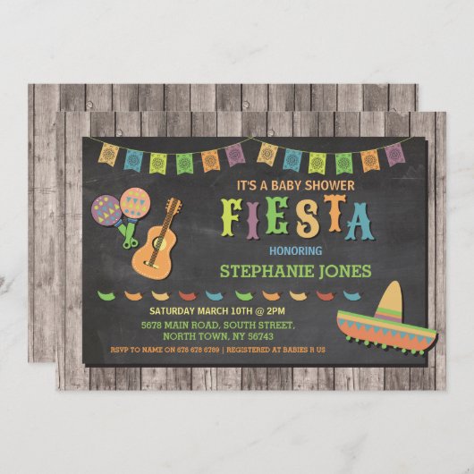 フェスタのメキシコのメキシコベビーシャワーのパーティーの招待 招待状 (正面/裏面)