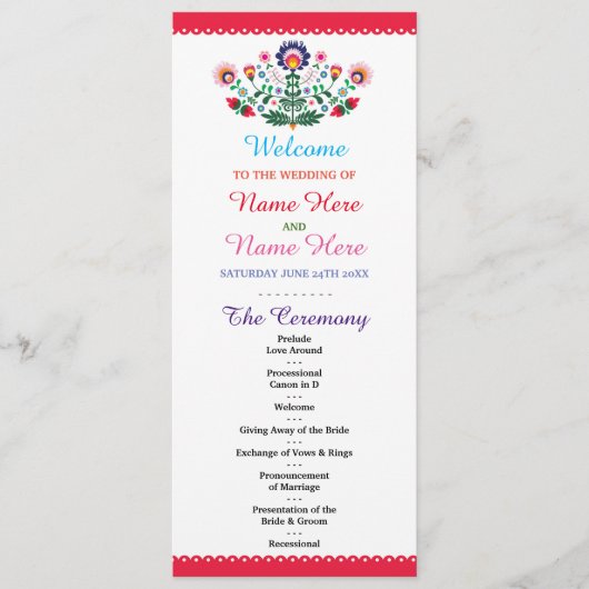 フェスタのメキシコ花の結婚式プログラム プログラム (正面)