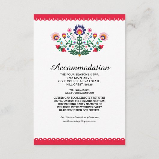 フェスタのメキシコ赤い調節の結婚式の招待状 エンクロージャーカード (正面)