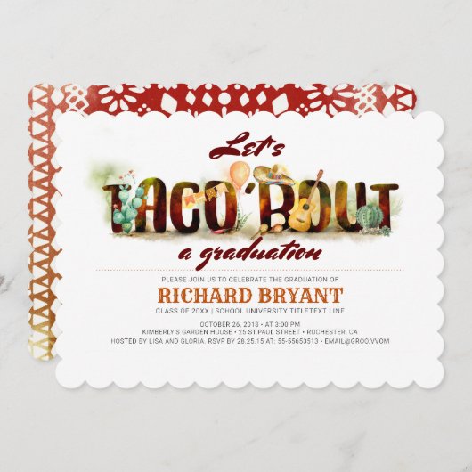フェスタの卒業の招待状のタコスの一続き 招待状 (正面/裏面)