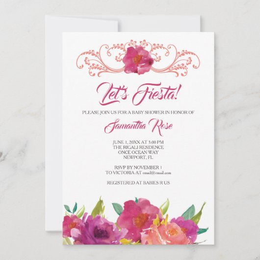 フェスタの女の子のベビーシャワーの招待状 招待状 (正面)