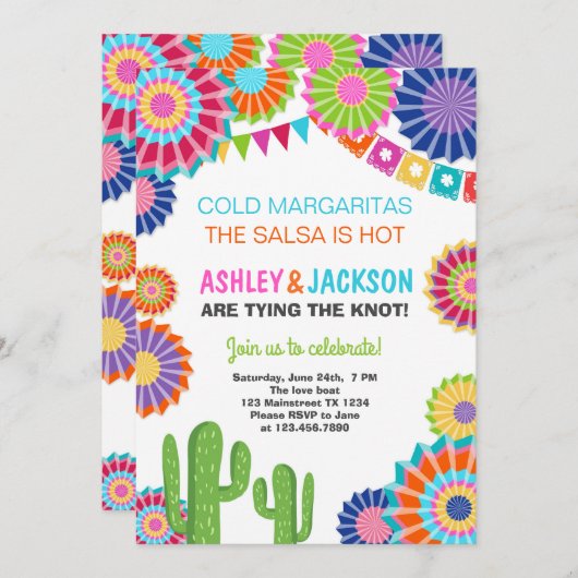 フェスタの婚約パーティの招待状のメキシコ人のサボテン 招待状 (正面/裏面)