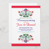 フェスタの引っ越し祝いパーティーのパーティーのメキシコ花の招待 招待状 (正面/裏面)