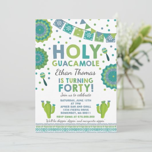 フェスタの第40誕生日の招待状の神聖なグアカモーレ40 招待状 (スタンド正面)