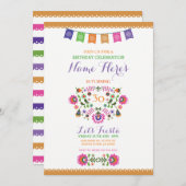 フェスタの誕生会の花のメキシコの招待状 招待状 (正面/裏面)