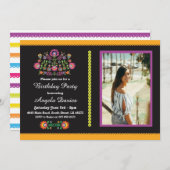 フェスタの誕生会メキシコパターン招待16 18 招待状 (正面/裏面)