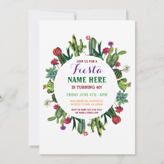 フェスタの誕生日のサボテンのサボテンのメキシコの招待状 招待状 (正面)