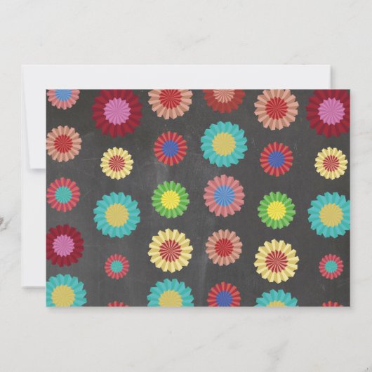 フェスタの誕生日の写真のメキシコピンクファンの赤い青 招待状 (裏面)