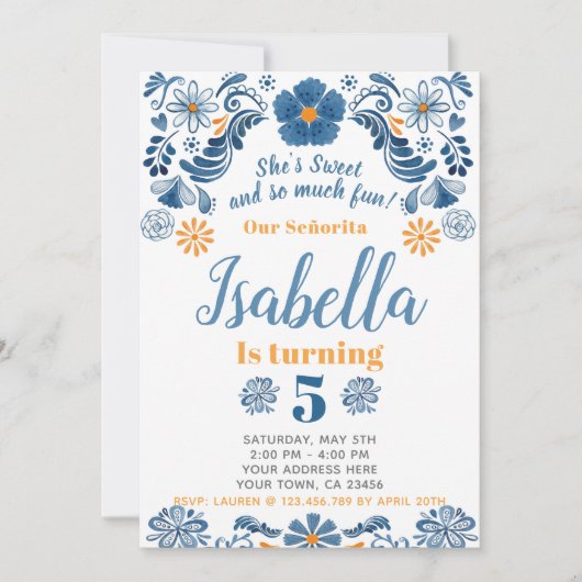 フェスタの誕生日の招待状、花のパーティーの招待 招待状 (正面)