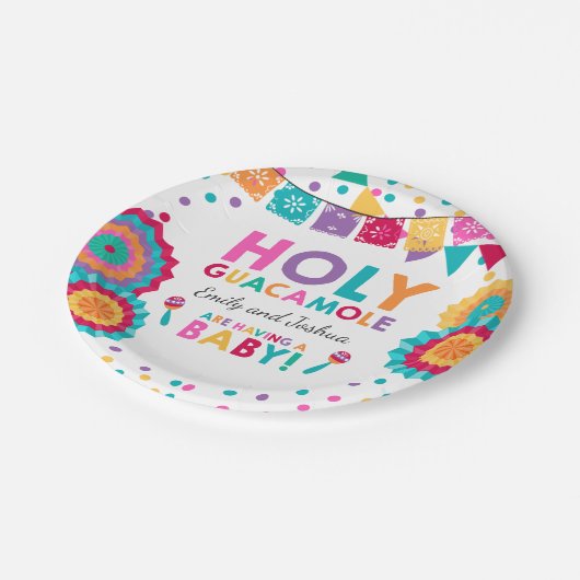 フェスタの誕生日の紙皿の神聖なグアカモーレのパーティー ペーパープレート (アングル)