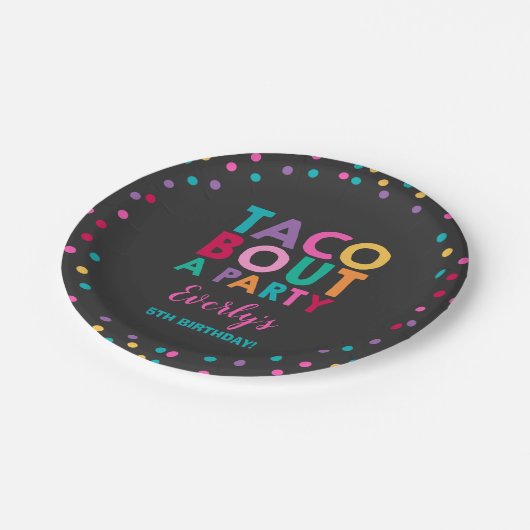 フェスタの誕生日の紙皿7"タコスの一続きパーティー ペーパープレート (アングル)