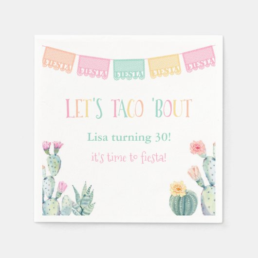 フェスタカラフルの赤ちゃんシャワーについてタコしよう スタンダードカクテルナプキン (正面)