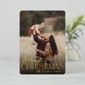 フェスティバルあいさつメリーつのクリスマスの縦写真 箔シーズンカード (立ち正面)