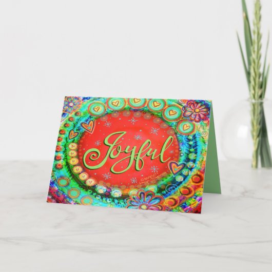 フェスティバルうれしそうな赤い感動的クリスマス カード (正面)