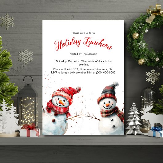 フェスティバルうれしそうな雪だるまホリデーランチョン 招待状