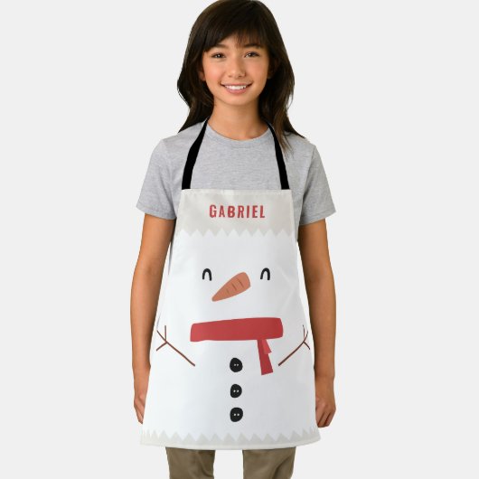 フェスティバルおもしろいかわいいパーソナライズされた雪だるまの子供たち エプロン (インサイチュ)