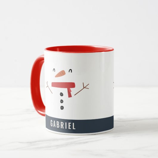 フェスティバルおもしろいかわいいパーソナライズされた雪だるまの子供たち マグカップ (正面左)