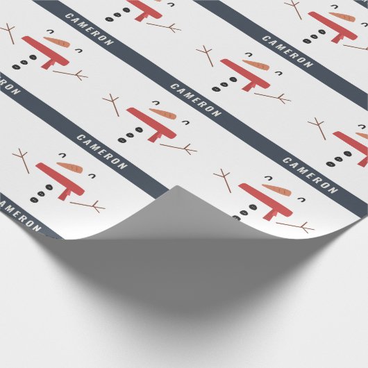 フェスティバルおもしろいかわいいパーソナライズされた雪だるまの子供たち ラッピングペーパー (角)