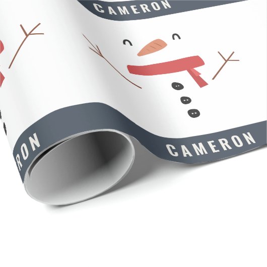 フェスティバルおもしろいかわいいパーソナライズされた雪だるまの子供たち ラッピングペーパー (ロールコーナー)